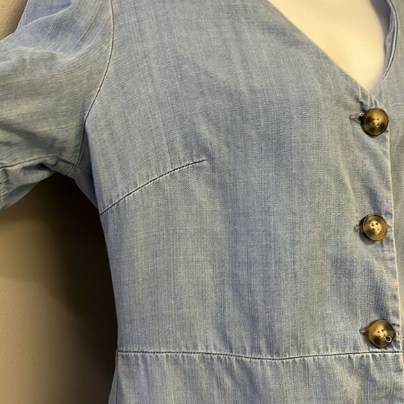 Blue Pair by Francesca’s Lyocell Short Sleeve Button Down Mini Dress- Medium - Picture 7 of 16